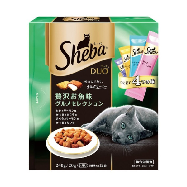 日本Sheba Duo 夾心餡餅貓咪乾糧4種鮮魚mix四種不同口味 240g ( 20g x 12袋 )
